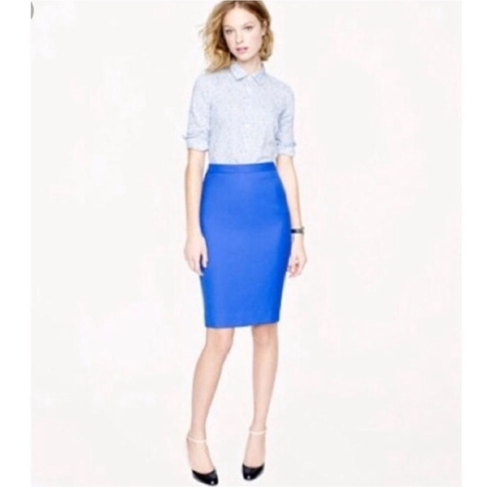 J Crew blue wool pencil skirt - Picture 2 of 8